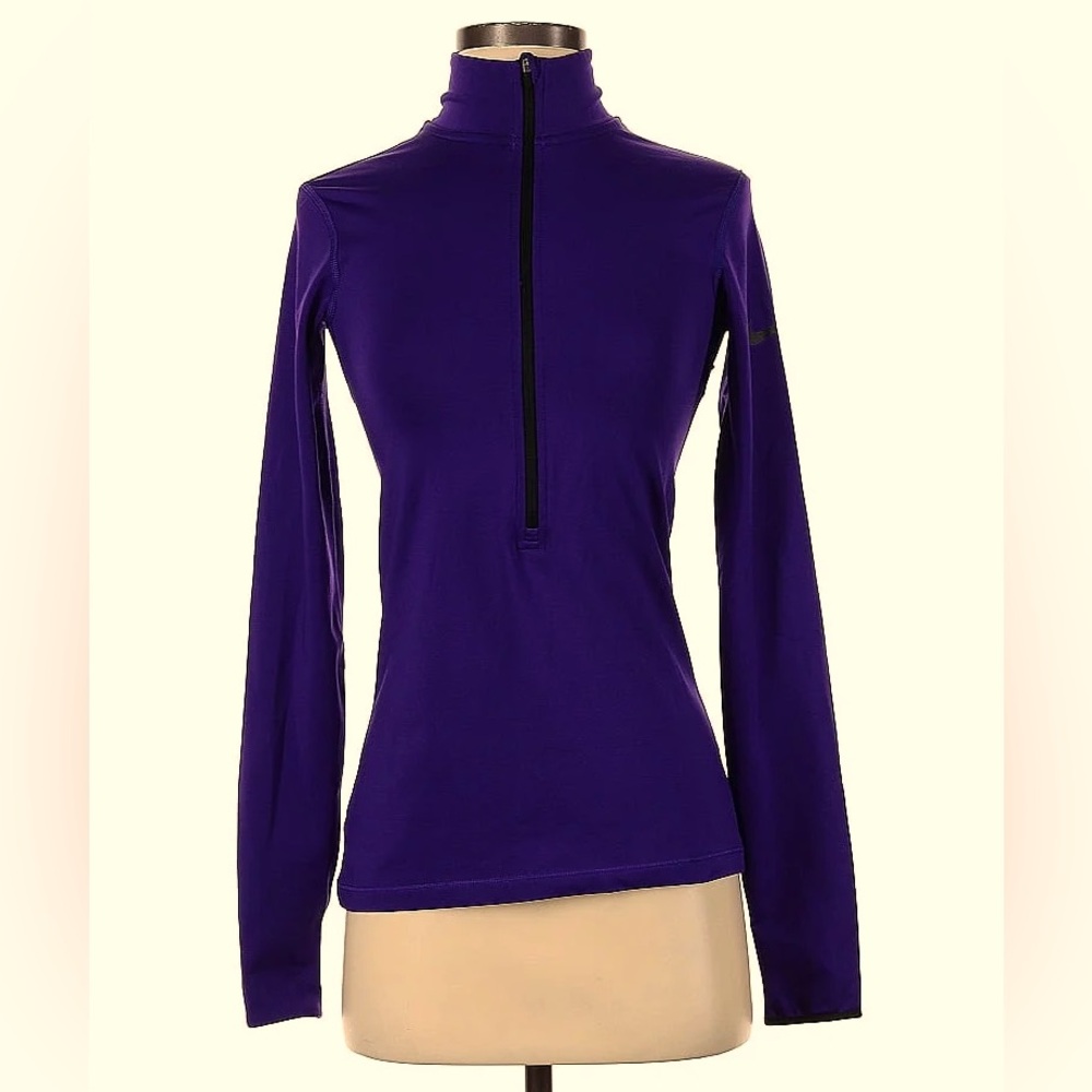 Nike Pro Dri Fit Half Zip Purple Long Sleeve Top